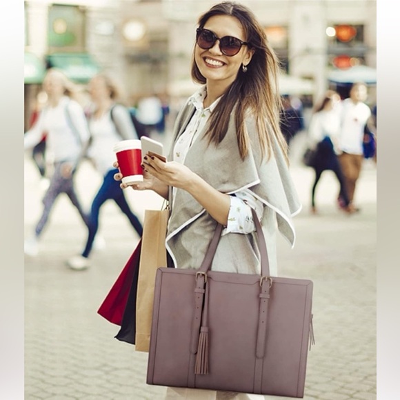 Ecosusi Handbags - Women’s Large Faux Leather Tote Bag in Mauve